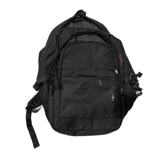 Black No Label 3 Section Laptop Backpack - Picture 1 of 6
